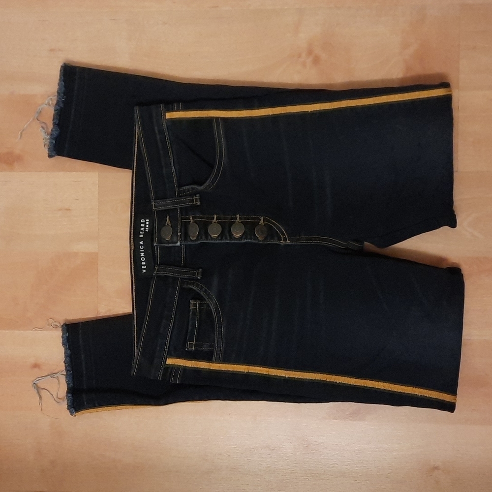 Veronica Beard Debbie 10" Skinny Tuxedo Stripe Jeans